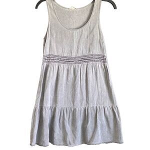 En Crème Soft Shell  Clay Stone Mini Dress with Crocheted Detail. Size Small.